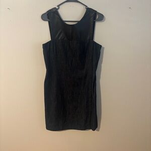 Ralph Lauren Black Faux Leather and Denim Sleeveless Mini Dress